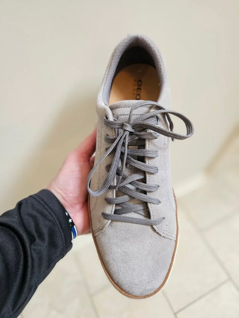 GEOX Men's Respira Ariam Suede Sneakers, Gray, Sz 12